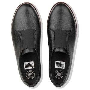 Fitflop Laceless Leather Slip-on Oxfords - Black